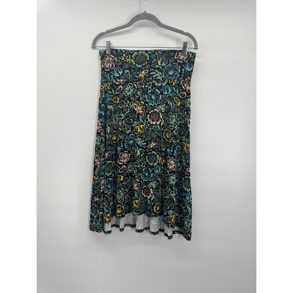 Whimsigoth Fairy Grunge Lularoe Azure Skirt Medium Hi Low Stretch Dark Floral - Picture 4 of 10
